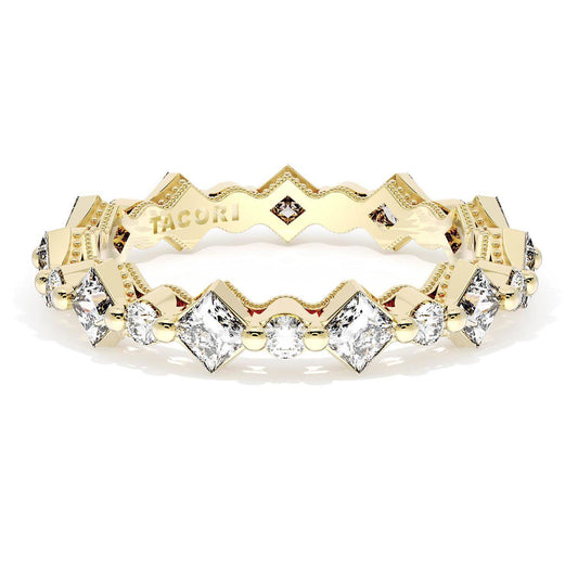 Carré and Round Diamond Wedding Band, 4.00mm
