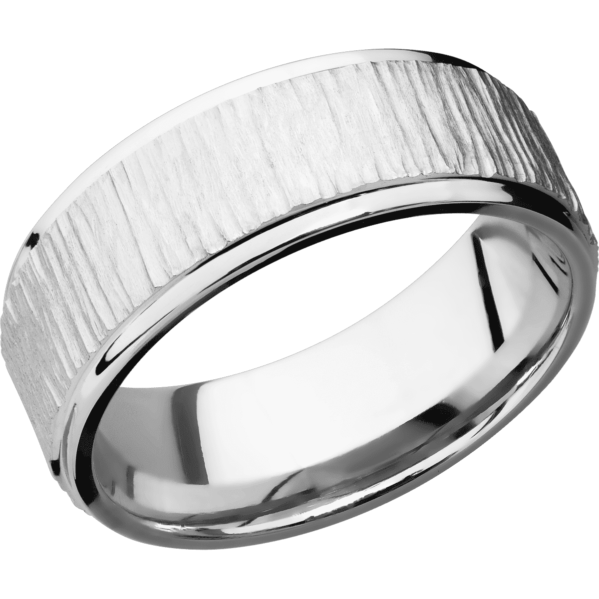 14K White Gold with Treebark1 , Polish Finish