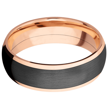 14K Rose Gold with Polish Finish and Zirconium Inlay