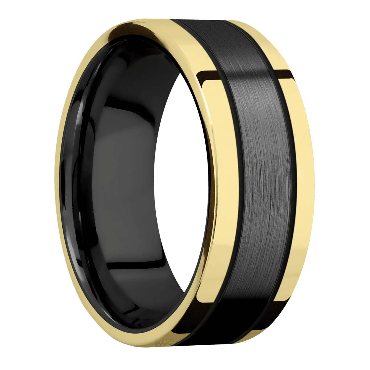 Zirconium with Satin Finish and 14K Yellow Gold Inlay