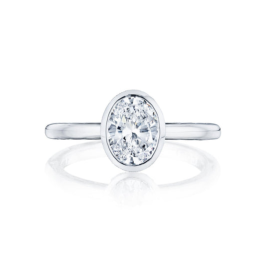 Tacori 18k White Gold Starlit Oval Diamond Engagement Ring Setting (0.01 CTW)