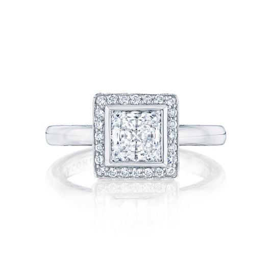 Tacori 18k White Gold Starlit Princess Diamond Engagement Ring Setting (0.19 CTW)