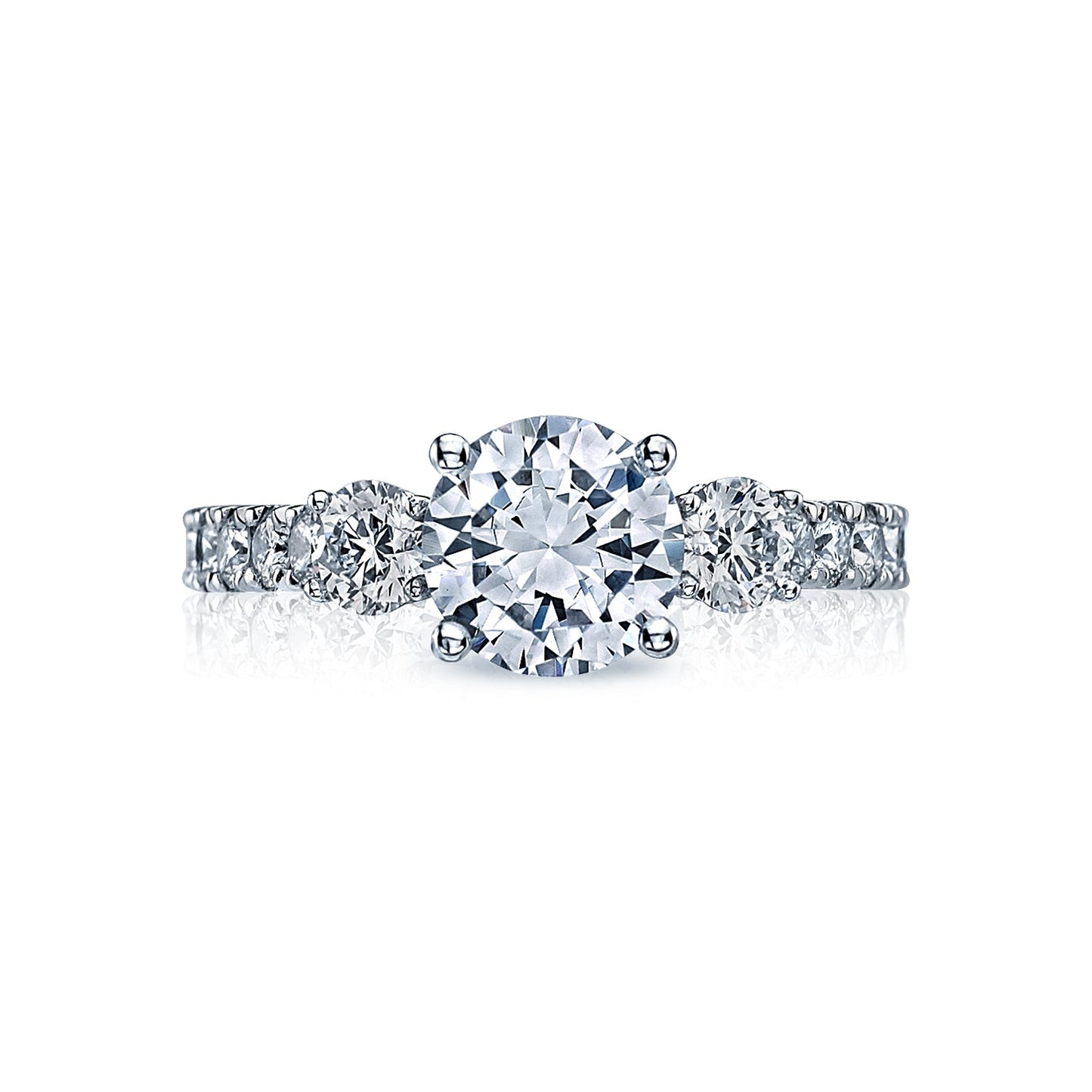 Tacori 18k White Gold Clean Crescent Round Diamond Engagement Ring Setting (1.01 CTW)