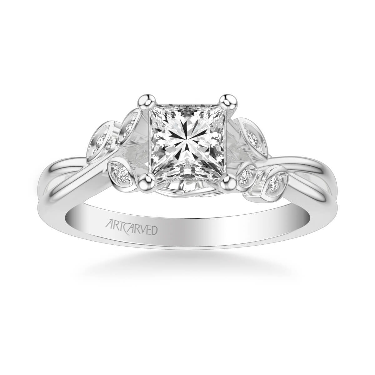 Corinne Contemporary Side Stone Floral Diamond Engagement Ring