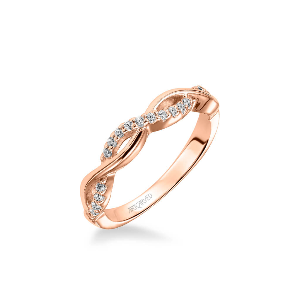 Bella Contemporary Half Diamond Half Polished Twist Wedding Band