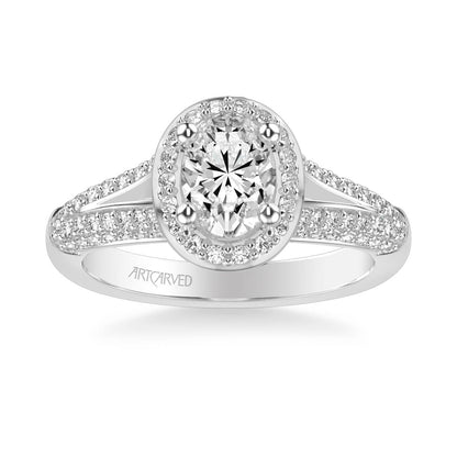 Ariel Classic Oval Halo Diamond Engagement Ring