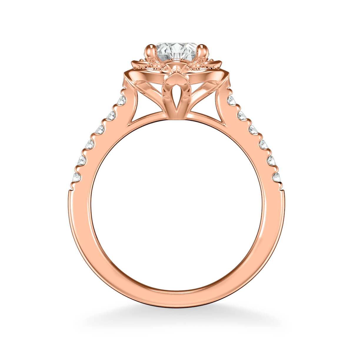 Skyler Contemporary Floral Halo Diamond Engagement Ring