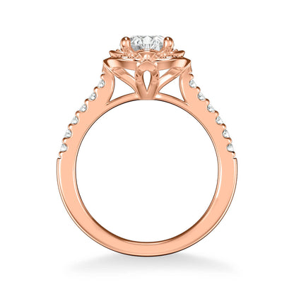 Skyler Contemporary Floral Halo Diamond Engagement Ring