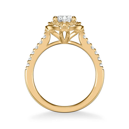 Skyler Contemporary Floral Halo Diamond Engagement Ring