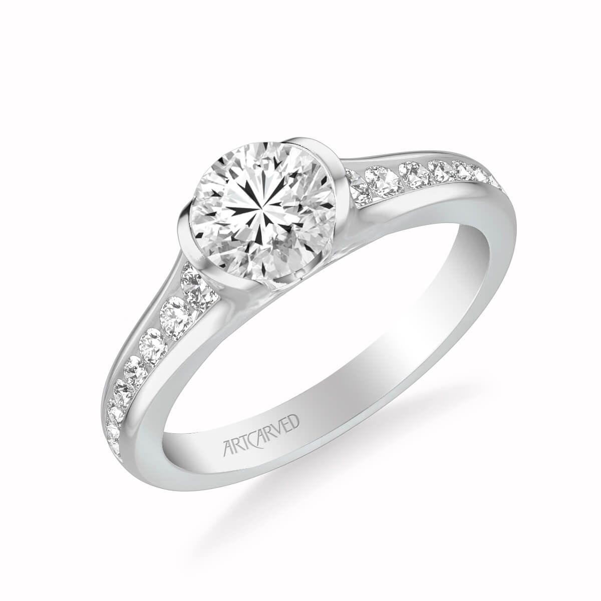 Carina Contemporary Side Stone Bezel Diamond Engagement Ring