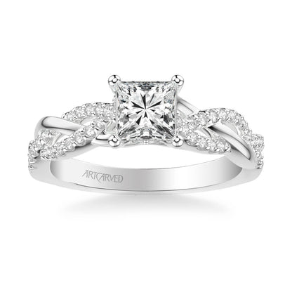 Virginia Contemporary Side Stone Twist Diamond Engagement Ring