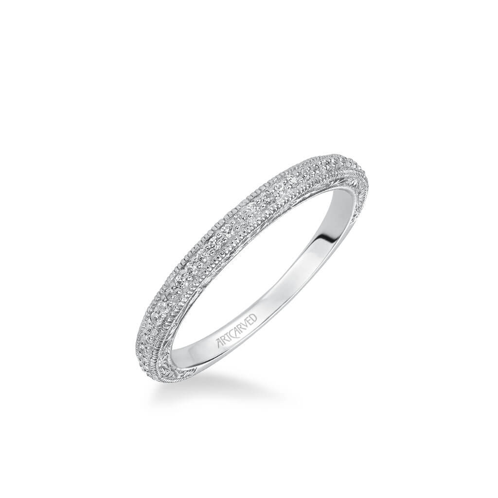 Gretchen Vintage Diamond and Milgrain Engraved Wedding Band