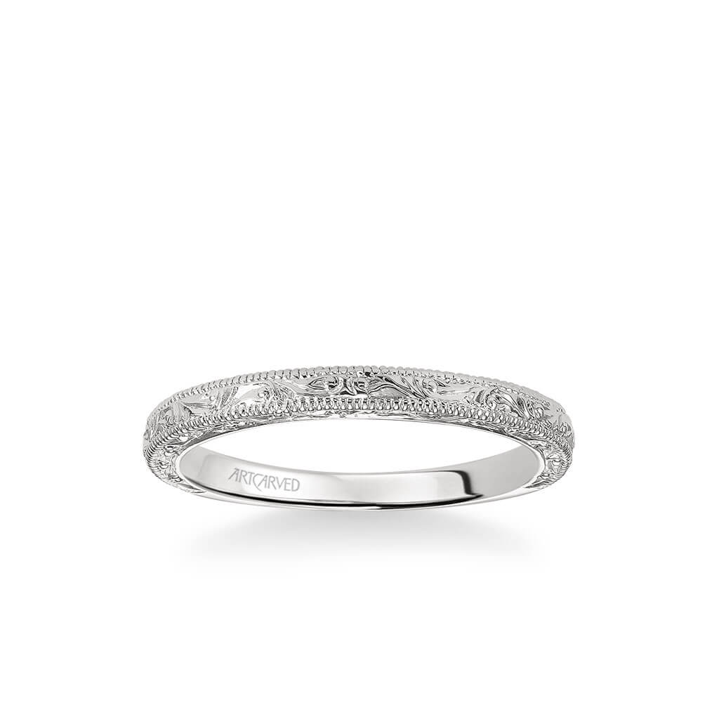 Bernadette Vintage Engraved and Milgrain Wedding Band