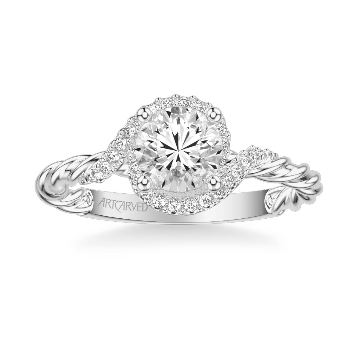 Jolie Contemporary Round Halo Rope Diamond Engagement Ring