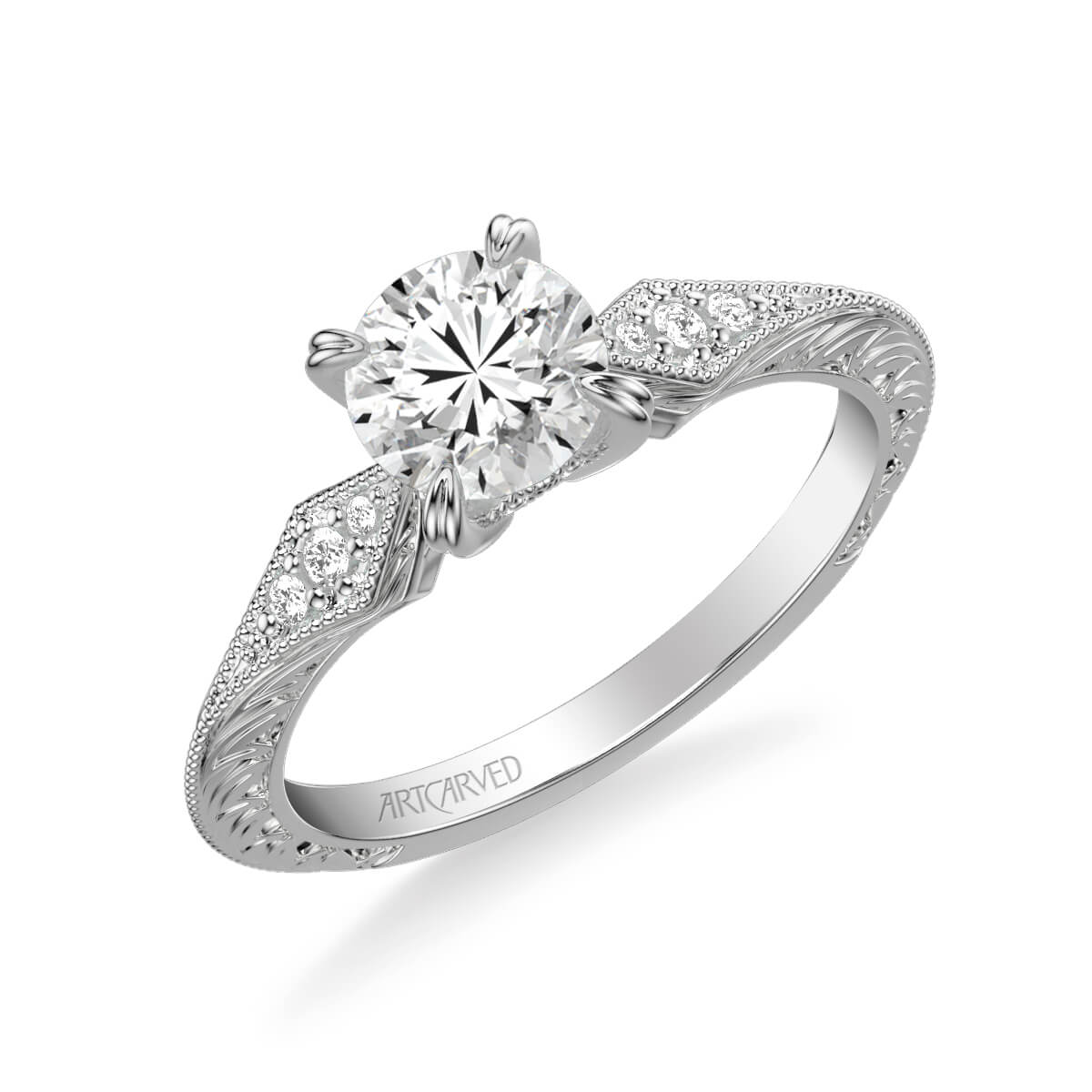 Angel Vintage Side Stone Diamond Engagement Ring