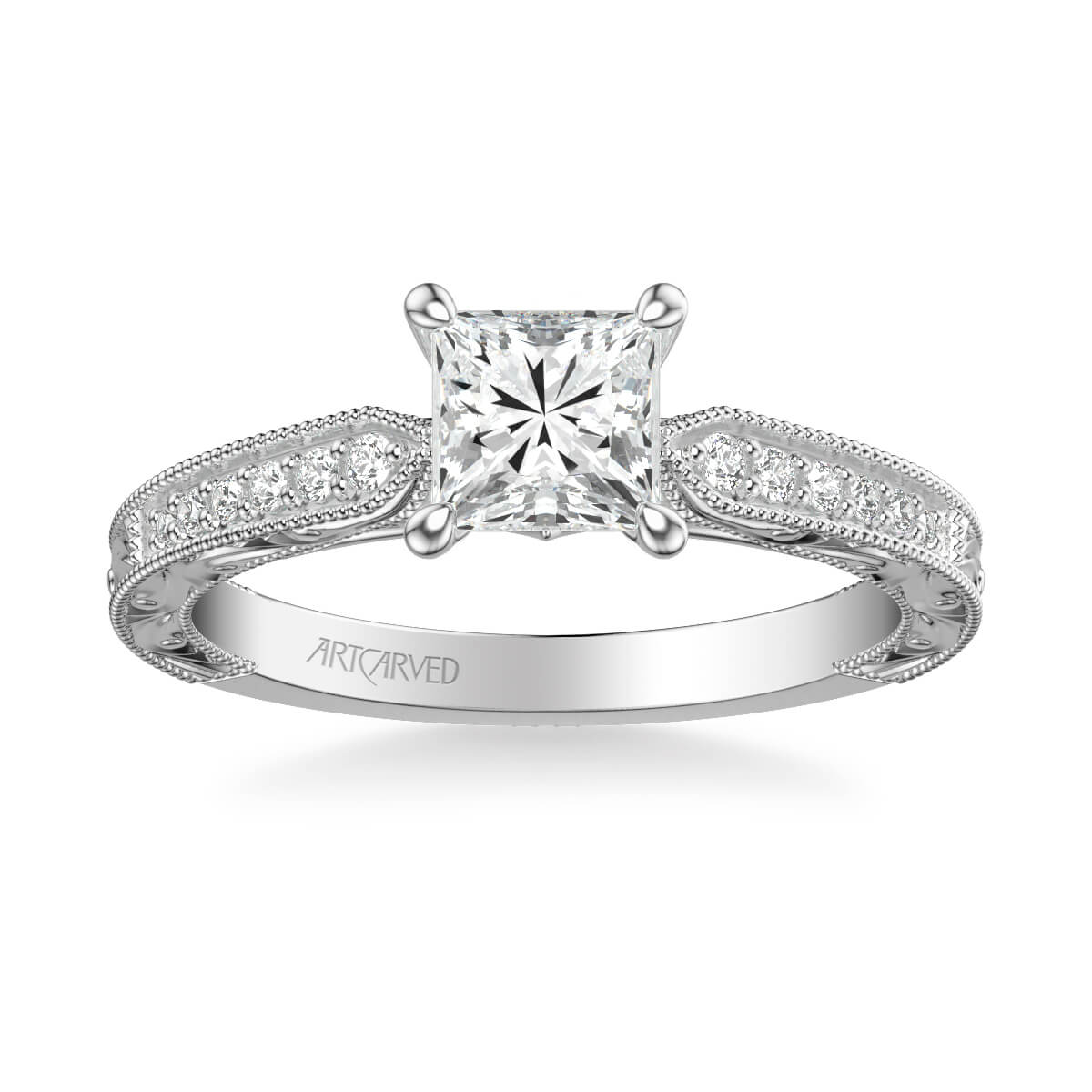 Julie Vintage Side Stone Diamond Engagement Ring