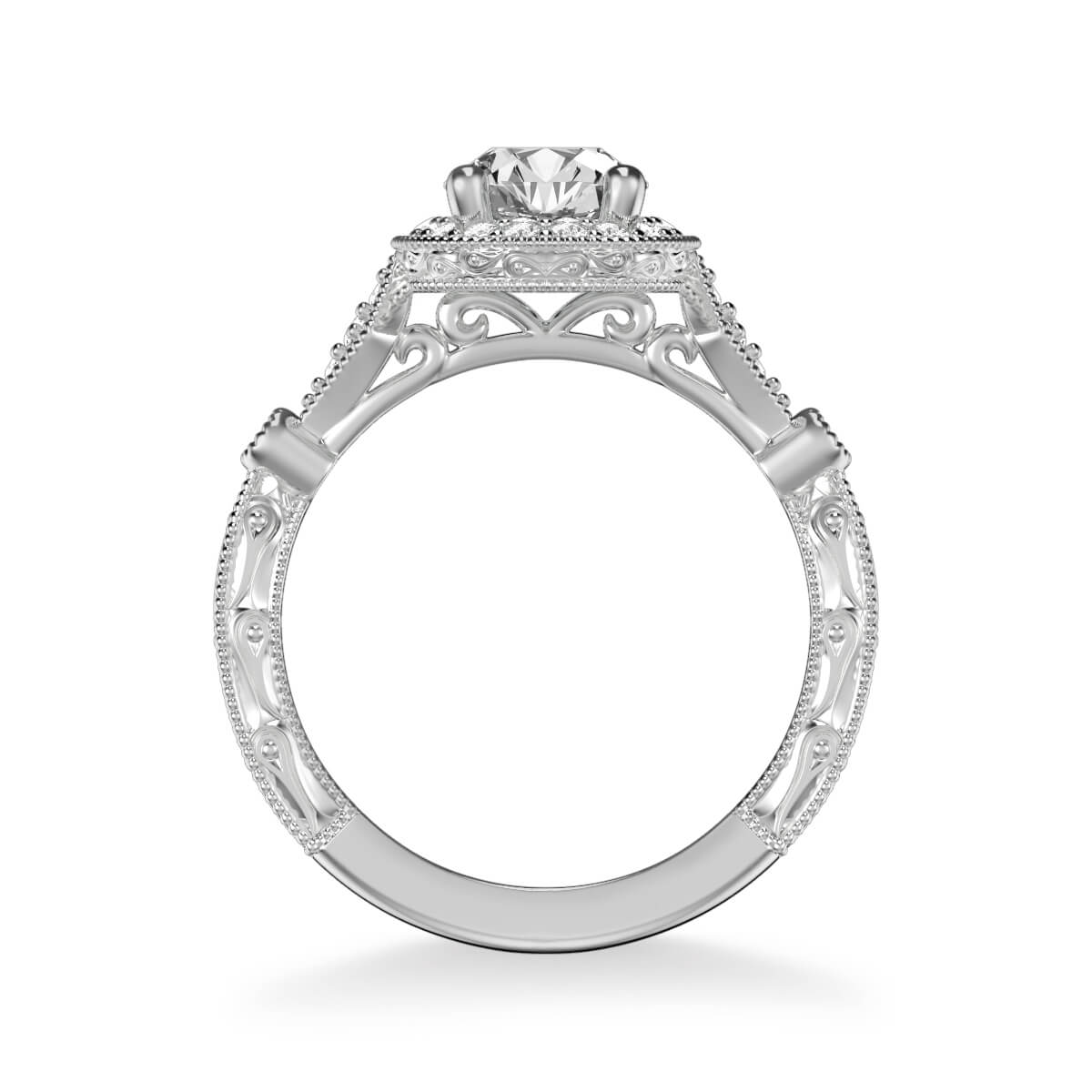 Crystal Vintage Round Halo Diamond Engagement Ring