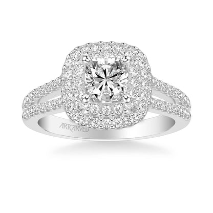 Dorothy Classic Cushion Halo Diamond Engagement Ring