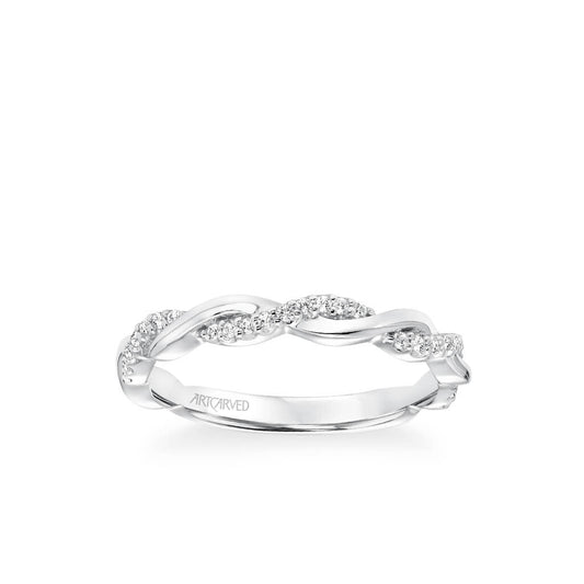 Kinsley Contemporary Half Diamond Half Polished Twist Wedding Band