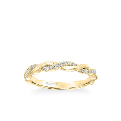 Kinsley Contemporary Half Diamond Half Polished Twist Wedding Band