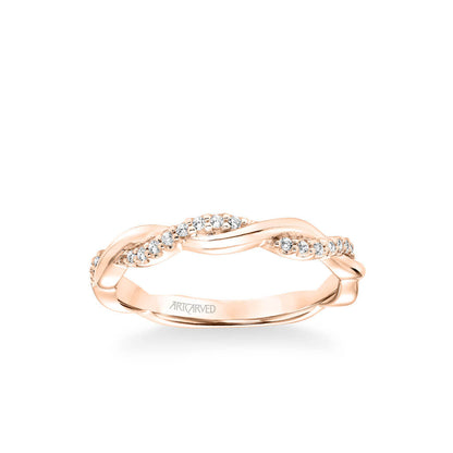 Marnie Contemporary Half Diamond Half Polished Twist Wedding Band