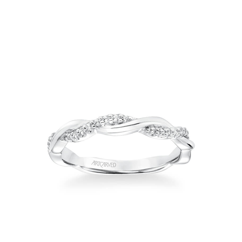 Marnie Contemporary Half Diamond Half Polished Twist Wedding Band