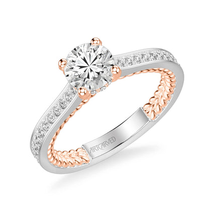 Keira Contemporary Side Stone Rope Diamond Engagement Ring