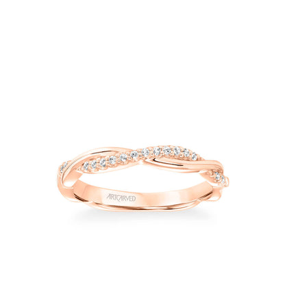 Tala Contemporary Half Diamond Half Polished Twist Wedding Band