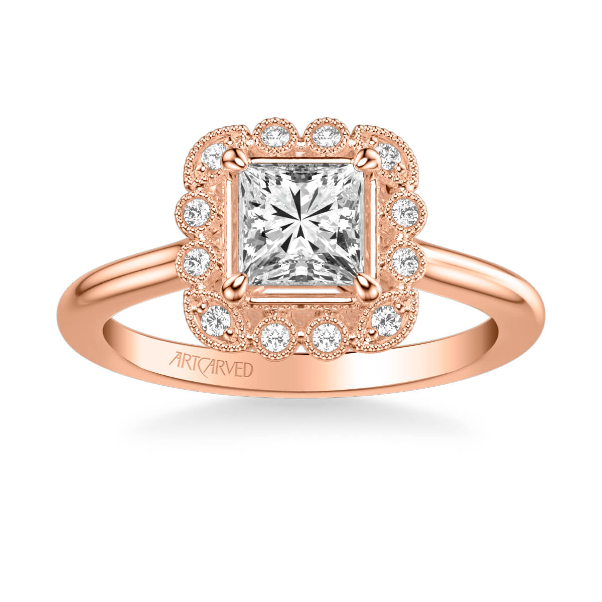 Mabel Vintage Multi-Shaped Halo Diamond Engagement Ring