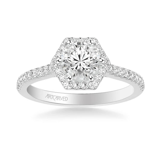 Lorelei Contemporary Hexagon Halo Diamond Engagement Ring