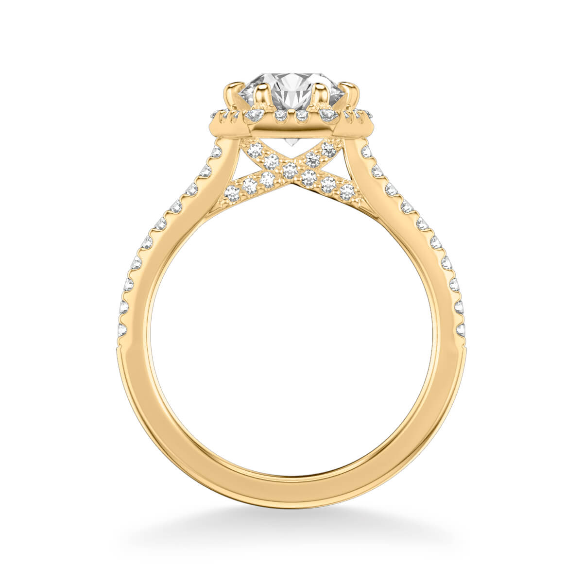 Lorelei Contemporary Hexagon Halo Diamond Engagement Ring