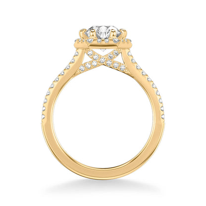 Lorelei Contemporary Hexagon Halo Diamond Engagement Ring