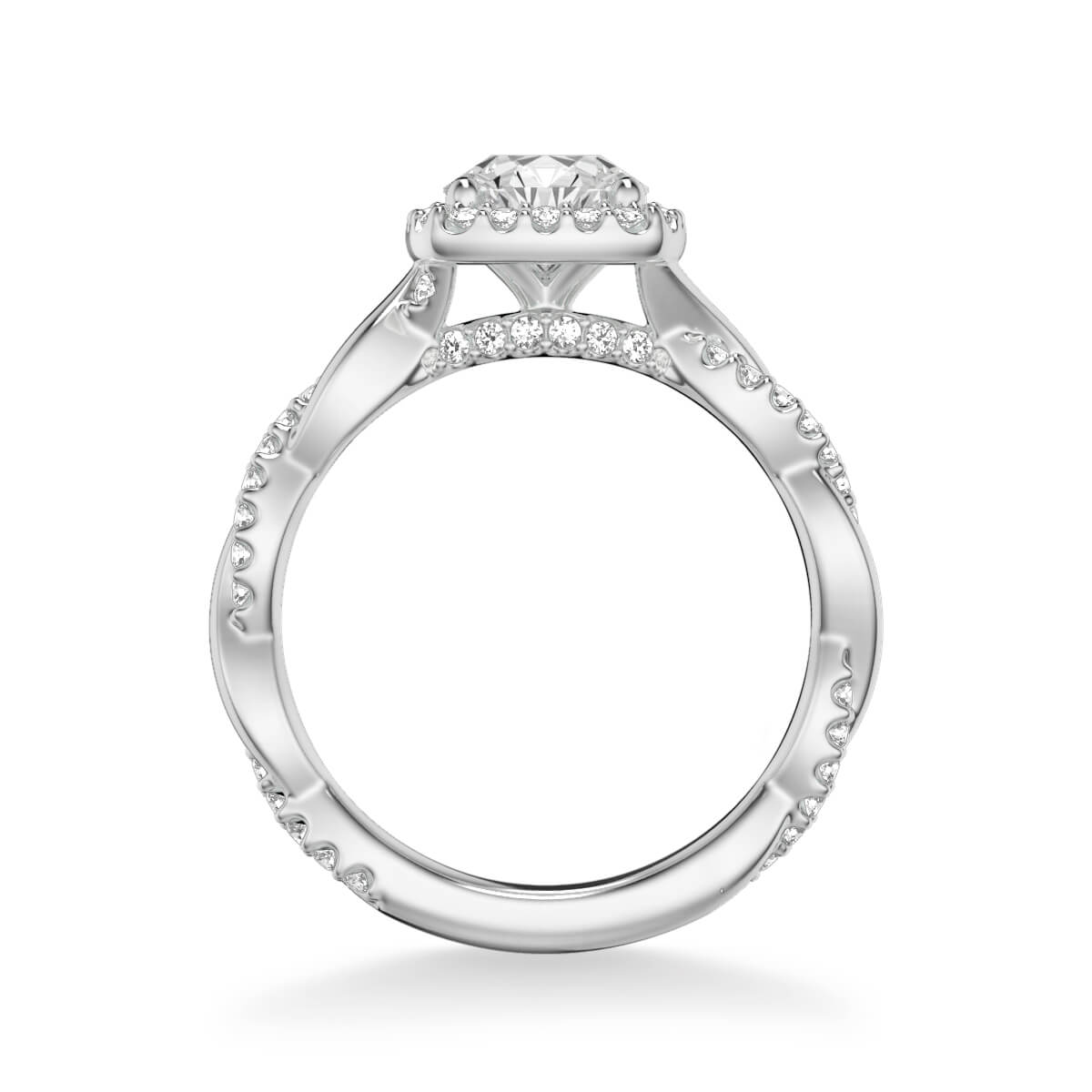 Ciara Contemporary Cushion Halo Twist Diamond Engagement Ring