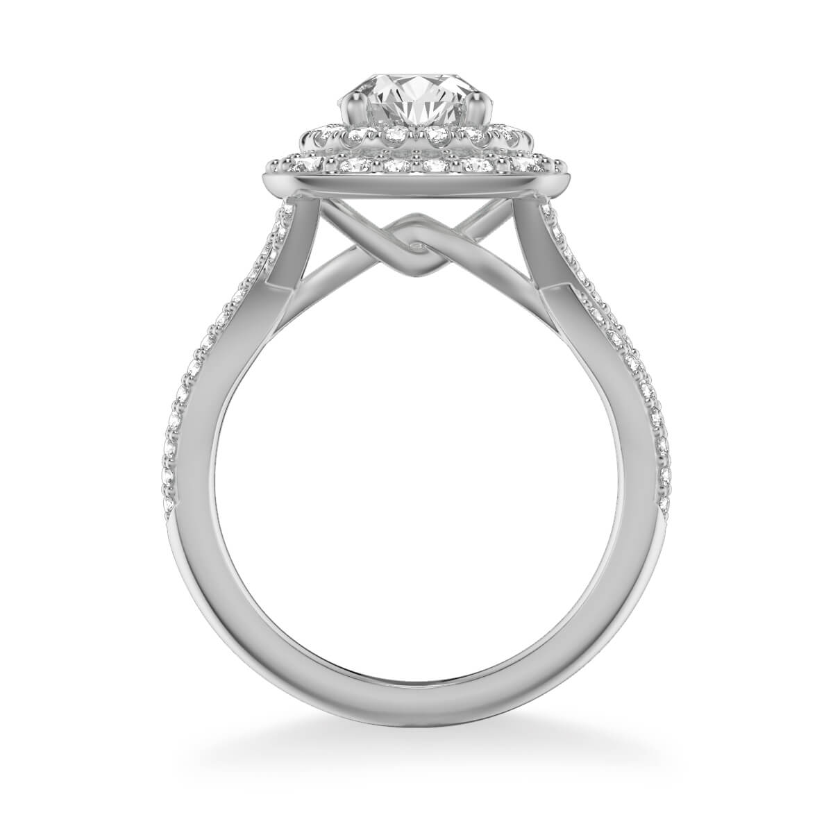 Kendra Contemporary Double Cushion and Round Halo Twist Diamond Engagement Ring