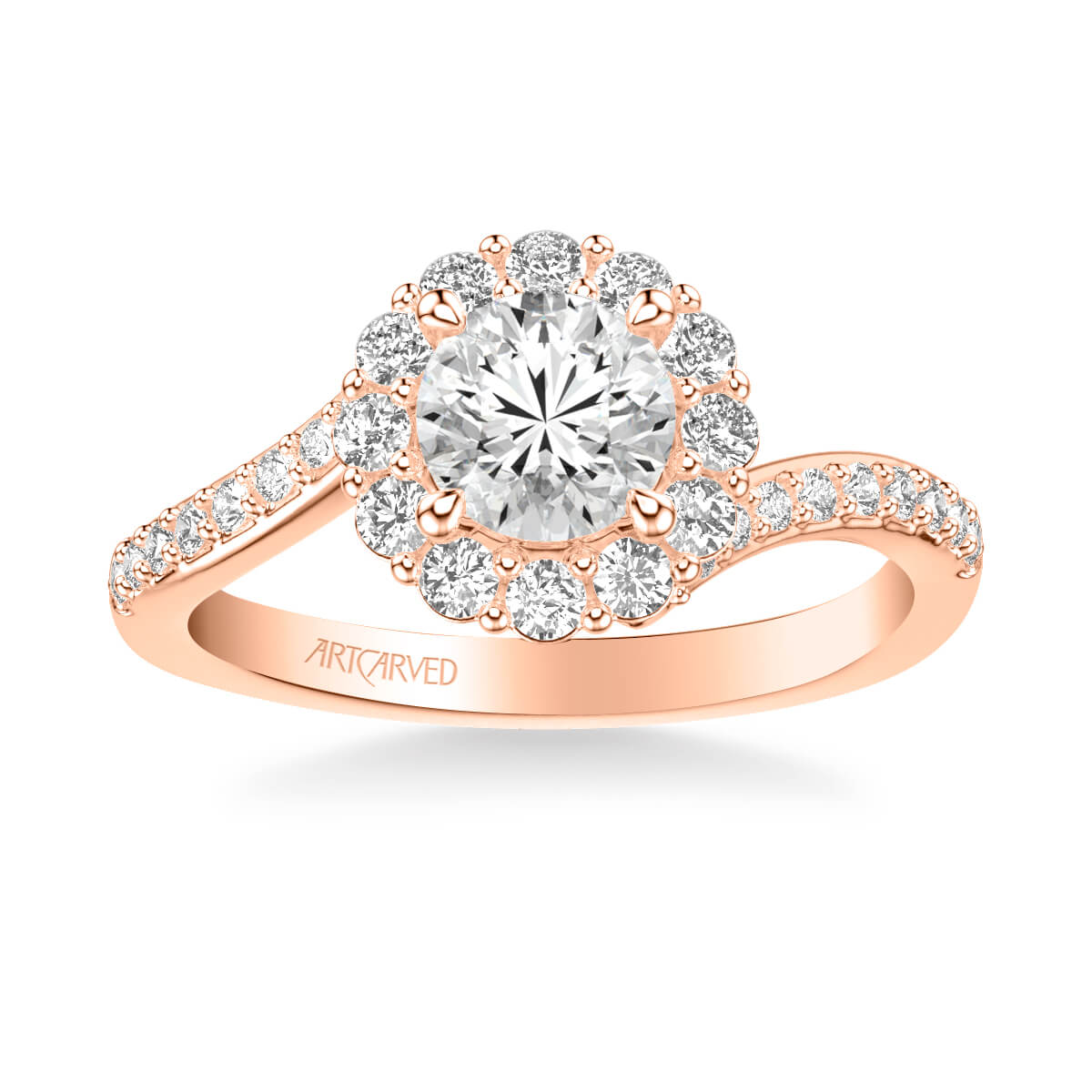 Sierra Contemporary Bypass Halo Twist Diamond Engagement Ring