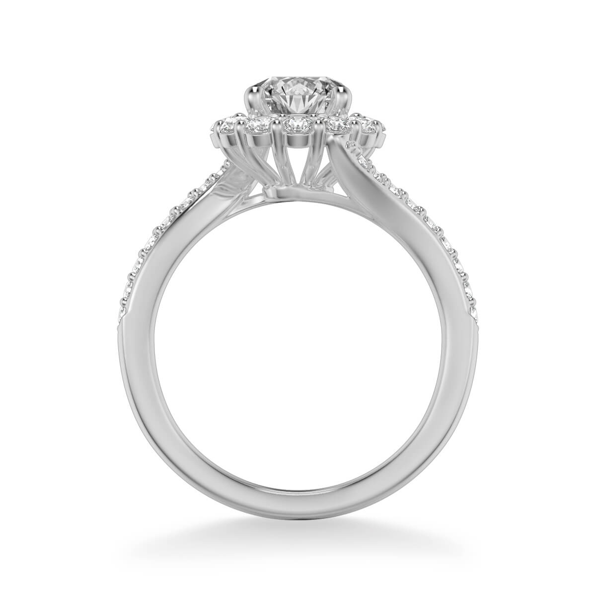 Sierra Contemporary Bypass Halo Twist Diamond Engagement Ring