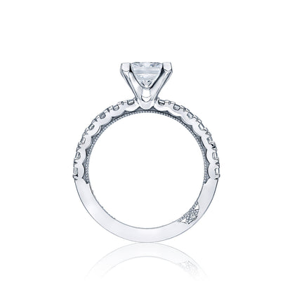 Tacori 18k White Gold Clean Crescent Princess Diamond Engagement Ring Setting (0.89 CTW)