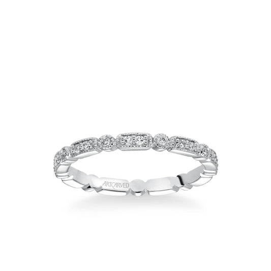 Stackable Eternity Band with Diamond and Milgrain Multi-Shape Details