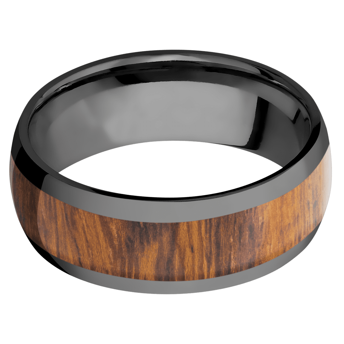 Zirconium with Polish Finish and Desert Iron Wood Inlay