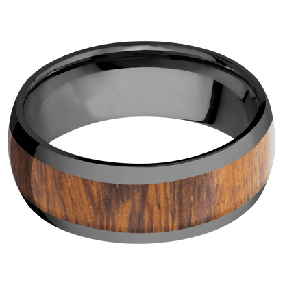 Zirconium with Polish Finish and Desert Iron Wood Inlay