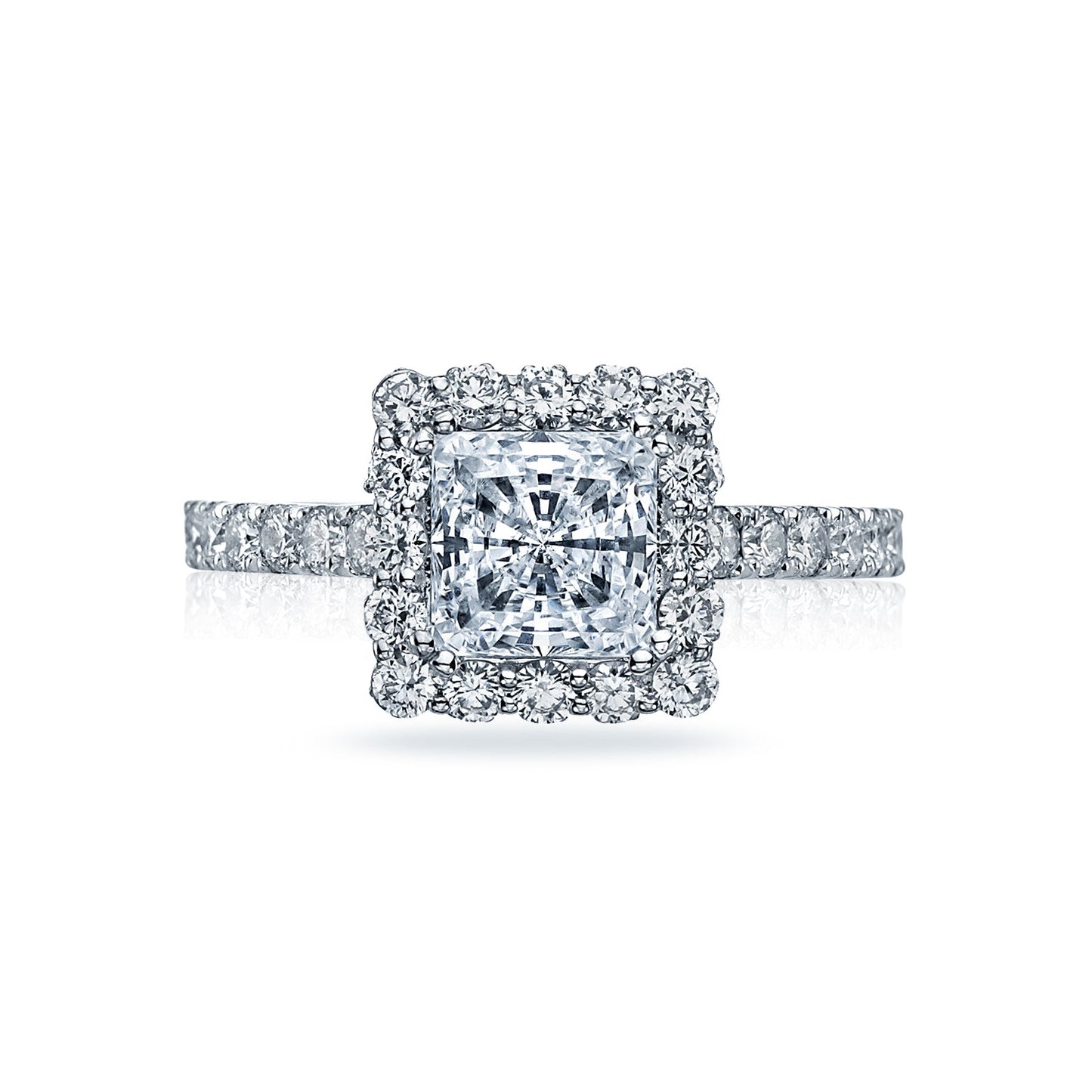 Tacori 18k White Gold Full Bloom Princess Diamond Engagement Ring Setting (0.82 CTW)