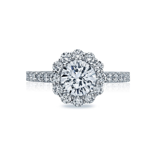 Tacori 18k White Gold Full Bloom Round Diamond Engagement Ring Setting (0.99 CTW)