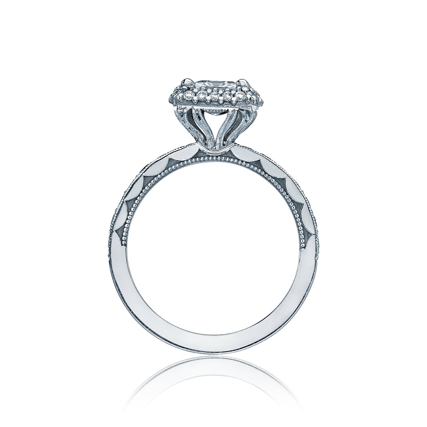 Tacori 18k White Gold Blooming Beauties White Gold Princess Diamond Engagement Ring Setting (0.65 CTW)