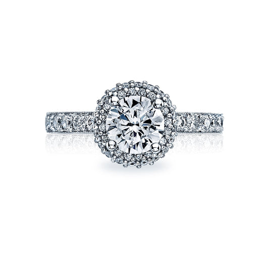 Tacori 18k White Gold Blooming Beauties White Gold Round Diamond Engagement Ring Setting (0.63 CTW)