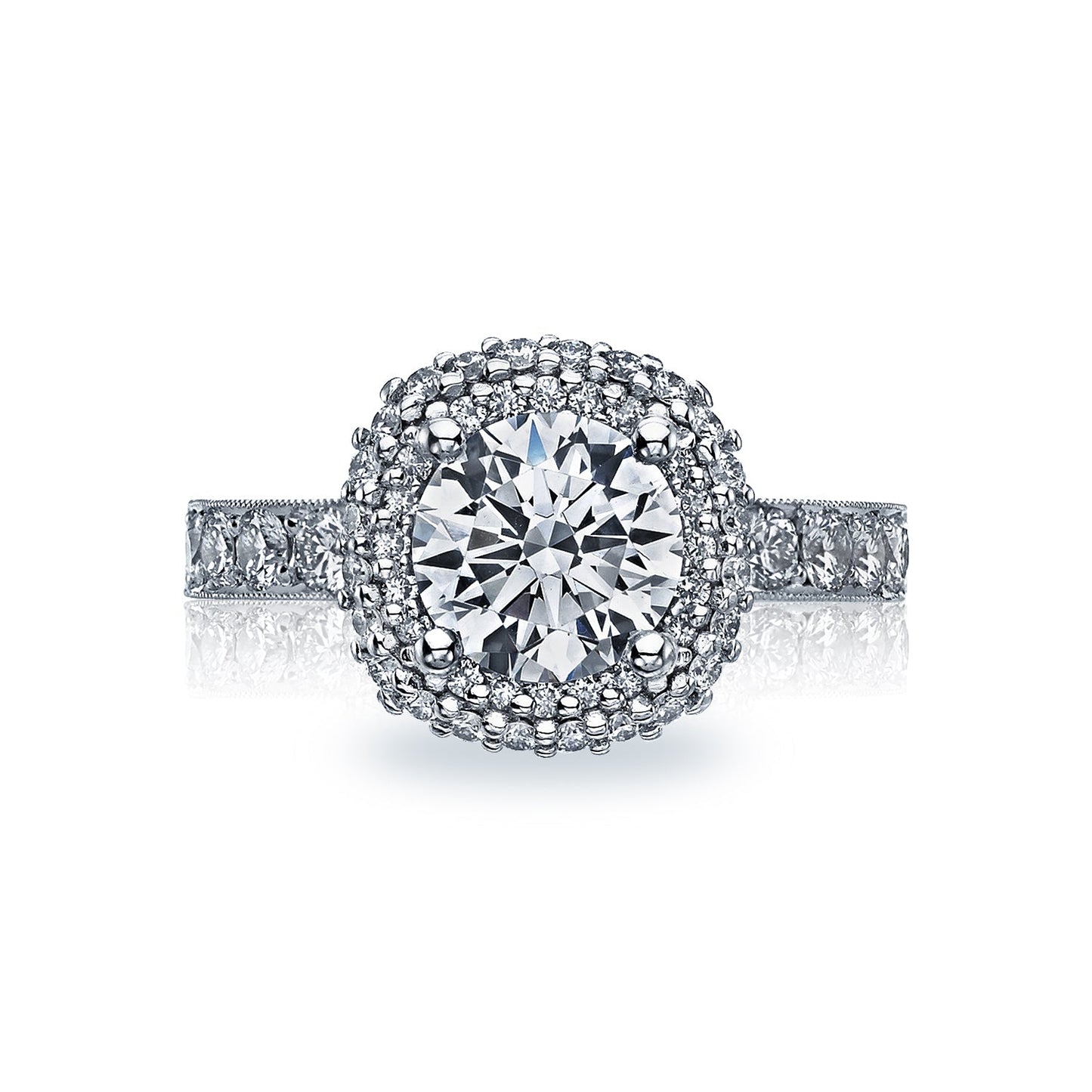 Tacori 18k White Gold Blooming Beauties Round Diamond Engagement Ring Setting (0.85 CTW)