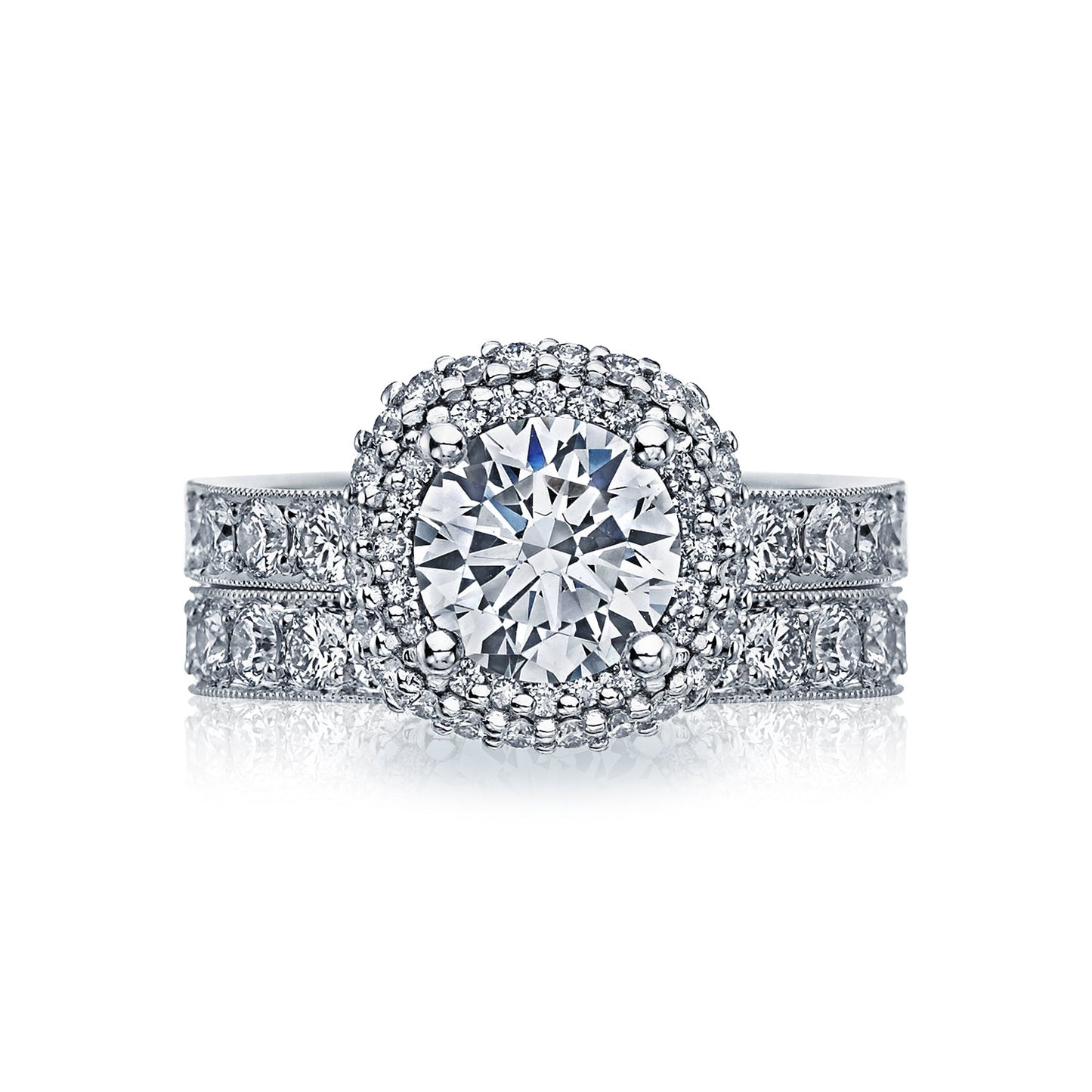 Tacori 18k White Gold Blooming Beauties Round Diamond Engagement Ring Setting (0.85 CTW)