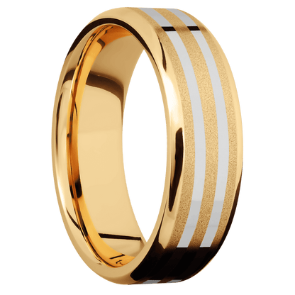 14K Yellow Gold + Sand , Polish Finish