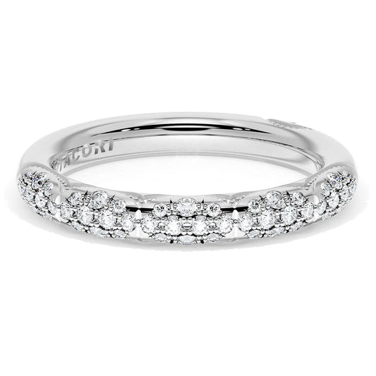 French Pavé Diamond Wedding Band, 3mm