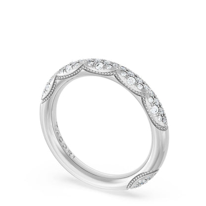 French Pavé Diamond Wedding Band, 3mm