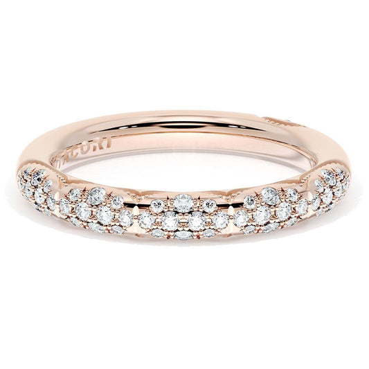 French Pavé Diamond Wedding Band, 3mm